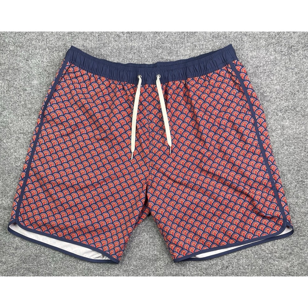 Fair Harbor Swim Shorts Mens XXXL Red Blue‎ Geometric Fan Print Trunks